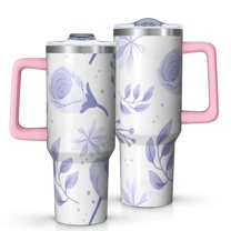 Floral 40oz Tumbler– Stainless Steel Insulated Tumbler with Handle and Straw, Large Capacity Travel Cup for Hot & Cold Drinks,Thanksgiving,Christmas, Spring,Flower