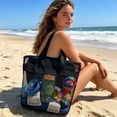 thumbnail image 7 of AUNVITO Mesh Net Beach Tote Bag, Large Capacity Ventilated Sand-Proof Shoulder Handbag for Summer Swimming Travel Outdoor, 1pc, 7 of 7