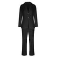 thumbnail image 5 of Dazajoo Women's 2 Piece Blazer Set Casual Loose Long Sleeve Blazer Jackets and Dressy Straight Leg Pant Suits with Pockets,Black,L, 5 of 7