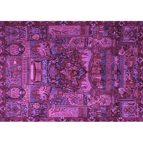 Ahgly Company Indoor Rectangle Animal Purple Traditional Area Rugs, 2' x 5'