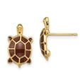 thumbnail image 4 of 14k Yellow Gold with  Brown Enamel Sea Turtle Post Earrings, 4 of 7