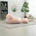 thumbnail image 4 of Faux Fur Bean Bag Chair with Ottoman, Soft Fluffy Plush Lazy Sofa with Footrest, Fuzzy Puff Chair for Adults and Kids, Pink, 4 of 9