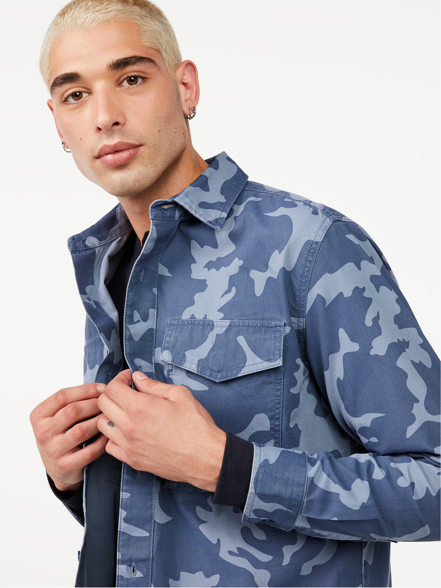 Free Assembly Men's Cotton Canvas Shirt Jacket - image 4 of 5