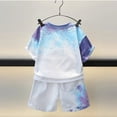 thumbnail image 5 of Caqnni Boy's 2 Piece Summer Beach Set Short Sleeve Tee with Elastic Waist Short Sets Cartoon Print 2PCS Set Gift Pajamas & Dailywear Set 4-5 Years,Purple, 5 of 5