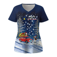 thumbnail image 5 of Blusas de Navidad para mujer, con bolsillos, de manga corta, con cuello en V, estampadas, para lactancia, tallas grandes, S-5XL, para verano, 5 of 5