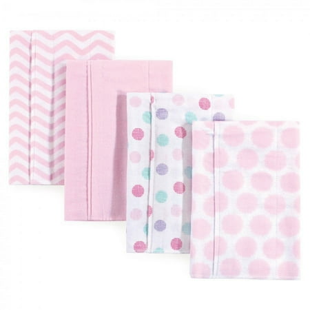 UPC: 0660168017687 | Luvable Friends Baby Girl Cotton Flannel Burp Cloths 4pk Pink Dots Chevron One Size