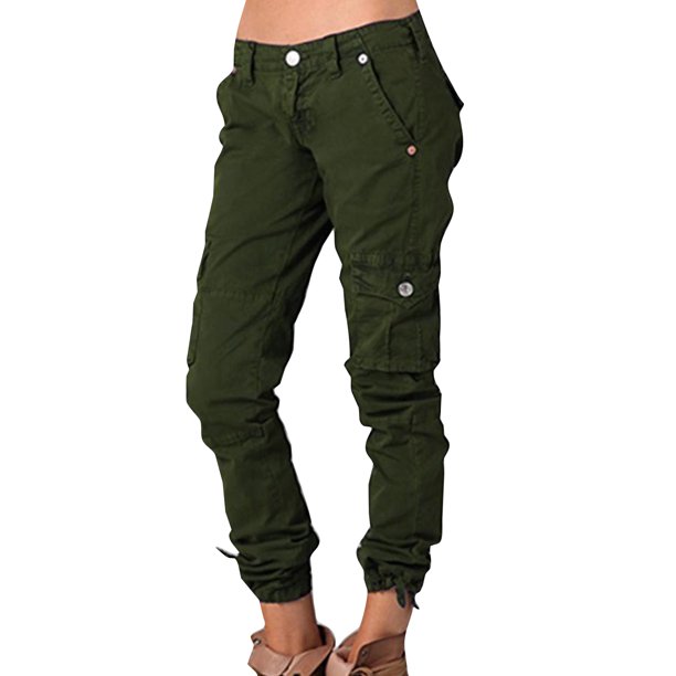 Capreze Womens Causal Hiking Cargo Pants Plus Size Tapered Leg Workwear