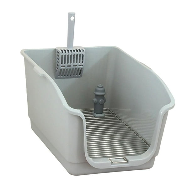 Bandeja orinal para perros de interior, desmontable, con rejilla antisalpicaduras. Empapador para cachorros. Espaciado de grises 18 mm