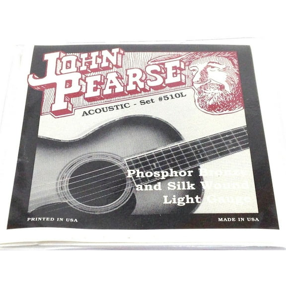 John Pearse Strings 510L For Acoustic Guitar - Phosphor Bronze And Silk Wound - Light Gauge 11-49