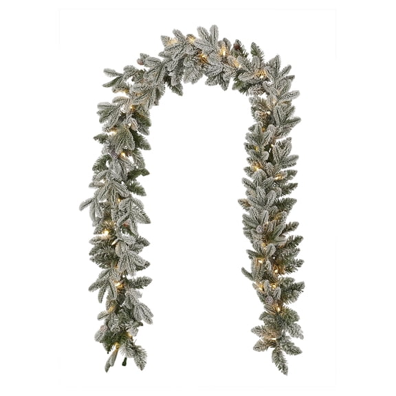 Lexington Fir 9ft Artificial Christmas Garland, Pre-lit with 50 Warm White LED Lights, Pinecones