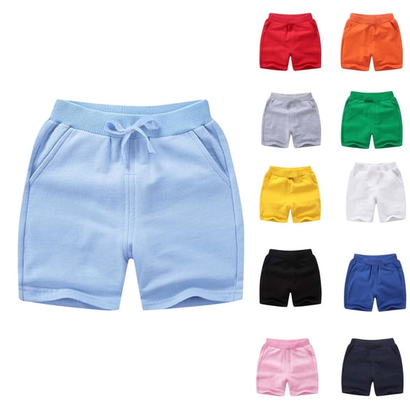 Eltusu Girls Cotton Athletic Shorts, Relaxed Fit Soft Casual Elastic Waist Summer Shorts Pink Size 1-12 T