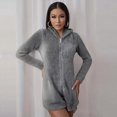 thumbnail image 3 of Combinaison à Capuche en Molleton pour Femme, Barboteuse à Manches Longues avec Oreilles, Pyjama une Pièce, Tenue d'Intérieur Douillette avec Fermeture Éclair Complète et Poche pour la Maison, 3 of 7