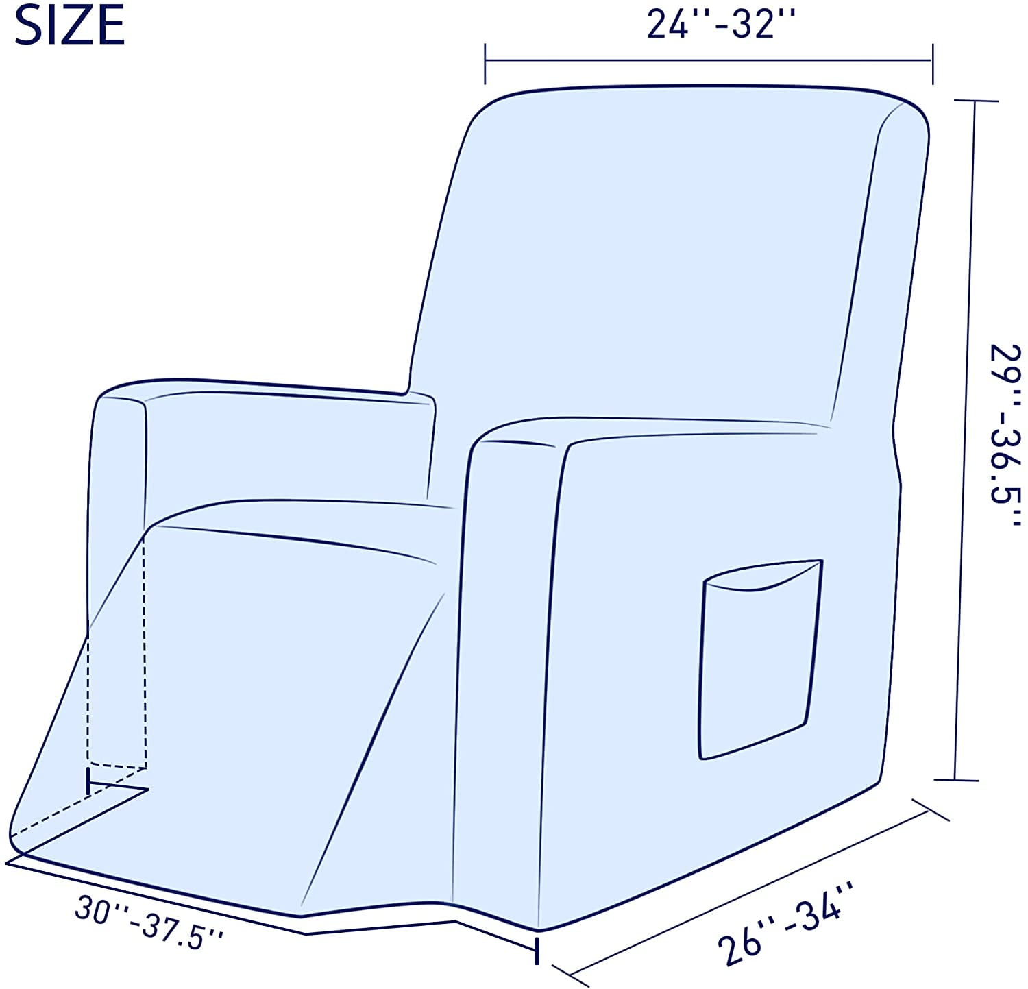 Subrtex Stretch 1-Piece Textured Grid Recliner Slipcover, Denim Blue