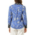 thumbnail image 4 of Allegra K Women's Boho Floral Print Long Sleeves Bow Tie V Neck Blouse Tops, 4 of 7