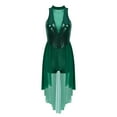 thumbnail image 6 of Aiihoo Shiny Sequins Lyrical Dance Dress Modern Contemporary High-Low Skirted Leotard Dancewear for Women Green L, 6 of 7