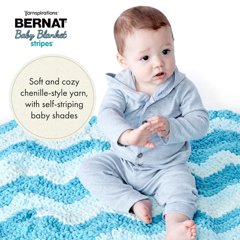 Bernat Blanket Stripes #6 Super Bulky Polyester Yarn, Cape Cod 10.5oz/300g, 220 Yards (4 Pack)