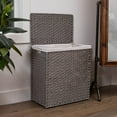 thumbnail image 2 of BIRDROCK HOME Divided Laundry Hamper with Lid - Grey - Double Sorter with Liner Bags - Large Collapsible Hampers - Foldable Bin - Synthetic PE Rattan - Hand Woven - Clothes Basket, 2 of 9