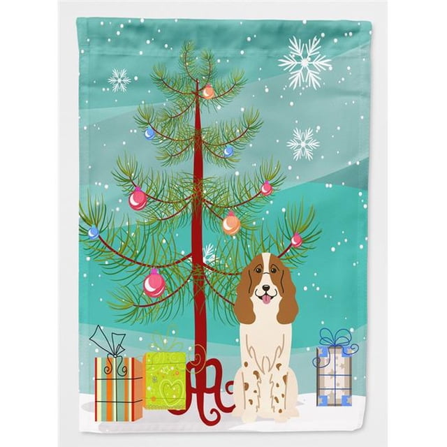 Carolines Treasures BB4156GF Merry Christmas Tree Russian Spaniel Flag Garden Size