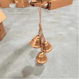 Senfot Classic Simple Gold Metal Christmas Bell Hanging Ornament Xmas Tree Front Door Wall Indoor Home Xmas Decor