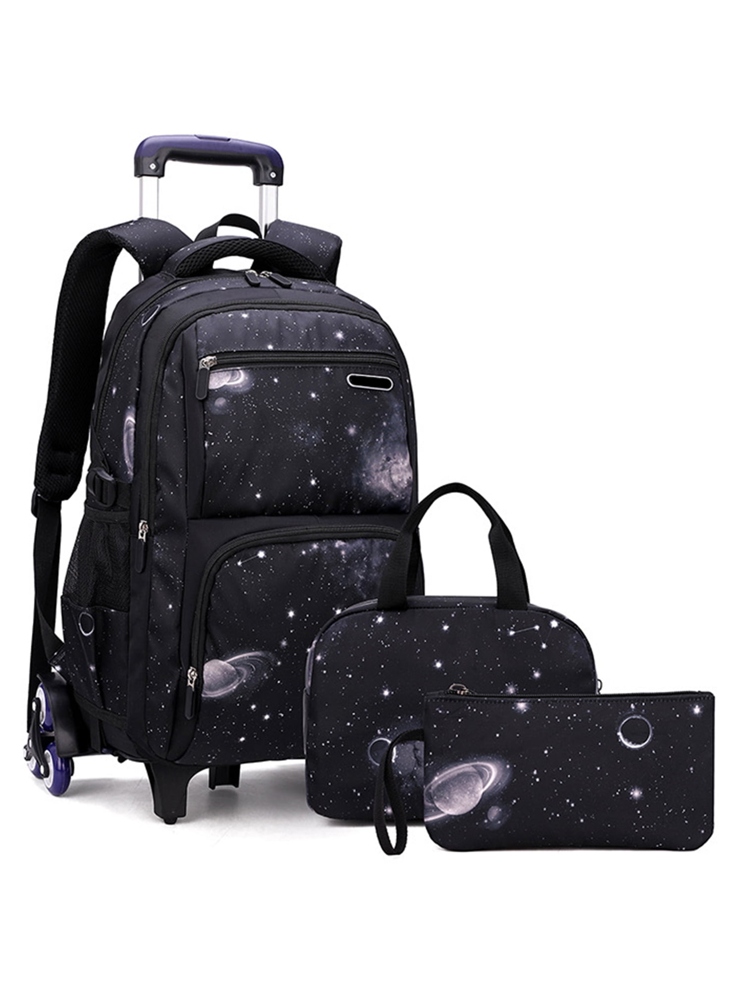 Frontwalk Girls Rolling Backpack AntiTheft Daypack Multi Pockets Waterproof Bookbag 3 Pieces