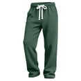thumbnail image 6 of Fgvctg Men's Baggy Pants Waffle Elastic Waist Lounge Trouser Wide Leg Fashion Baggy Joggers Pants Drawstring Loose Fit Spring Sweatpants with Pockets Army Green L, 6 of 6