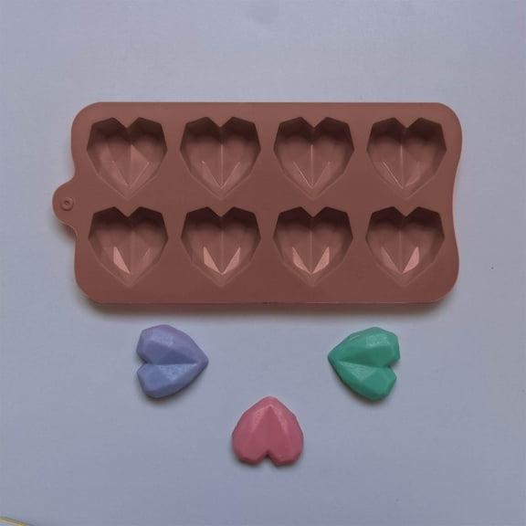 FastXmas Valentine's Day 8 Holes Heart Shaped Silicone Mold For Chocolate Cake Jelly Pudding Dessert Mold for Kitchen, Handmade Soap Mould Candy Making Set (1 Pc 7.9x4 Inch)