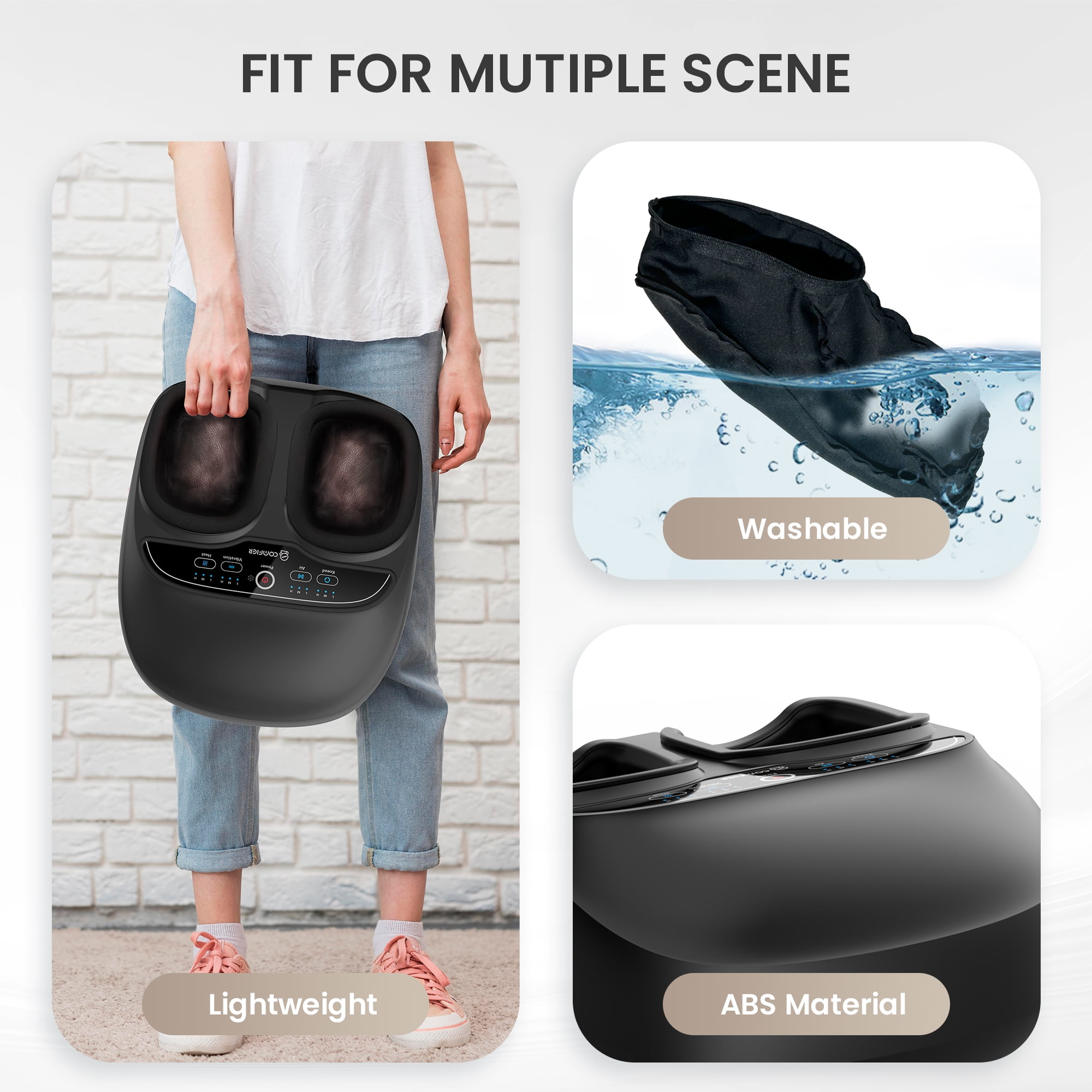 Comfier Shiatsu Foot Massager with Heat for Tired Foot Blood Circulation up to size 13, Black,Gift