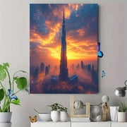 Dubai Burj Khalifa Sunset Canvas Print/Wall Art，Perfect for Living Room，Bedroom，Office，Hotel Lobby，and Modern Apartment Decor
