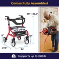 thumbnail image 4 of Andador plegable Drive Medical Nitro Sprint con asiento, altura estándar, ligero, con ruedas grandes, color rojo, 4 of 5