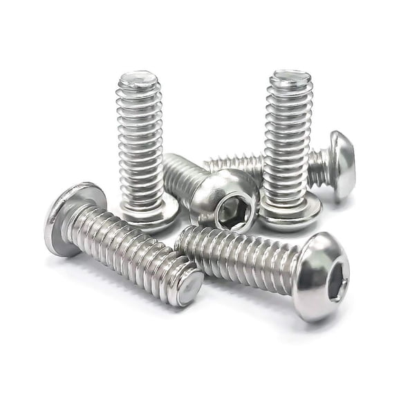 1/4-20 x 1 Button Head Socket Cap Bolts Screws, 304 Stainless Steel 18-8, Allen Hex Drive, Bright Finish, Fully Machine Thread, Pack of 100