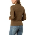thumbnail image 5 of INSPIRE CHIC Women's Ruffled Mock Neck Long Sleeve Knit Pullover Sweater L Khaki, 5 of 6