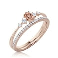 thumbnail image 3 of Minimalist Classic 1.15 Carat Oval Cut Morganite And Diamond Moissanite Engagement Ring, Wedding Ring in 925 Sterling Silver With 18k Rose Gold Plating, Gift, Promise Ring, Bridal Rings Set, 3 of 3