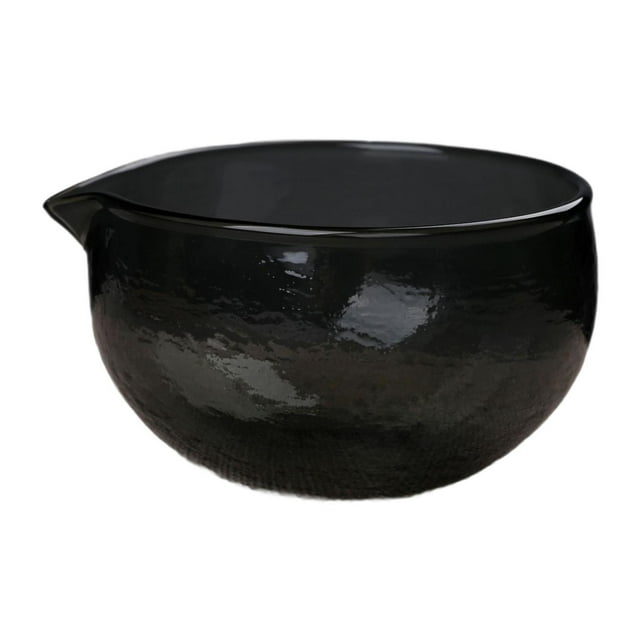 Cuenco de vidrio texturizado para matcha, vaso de vidrio con para ensalada, gachas de y jugo, chawan ceremonial único para la oficina. Negro