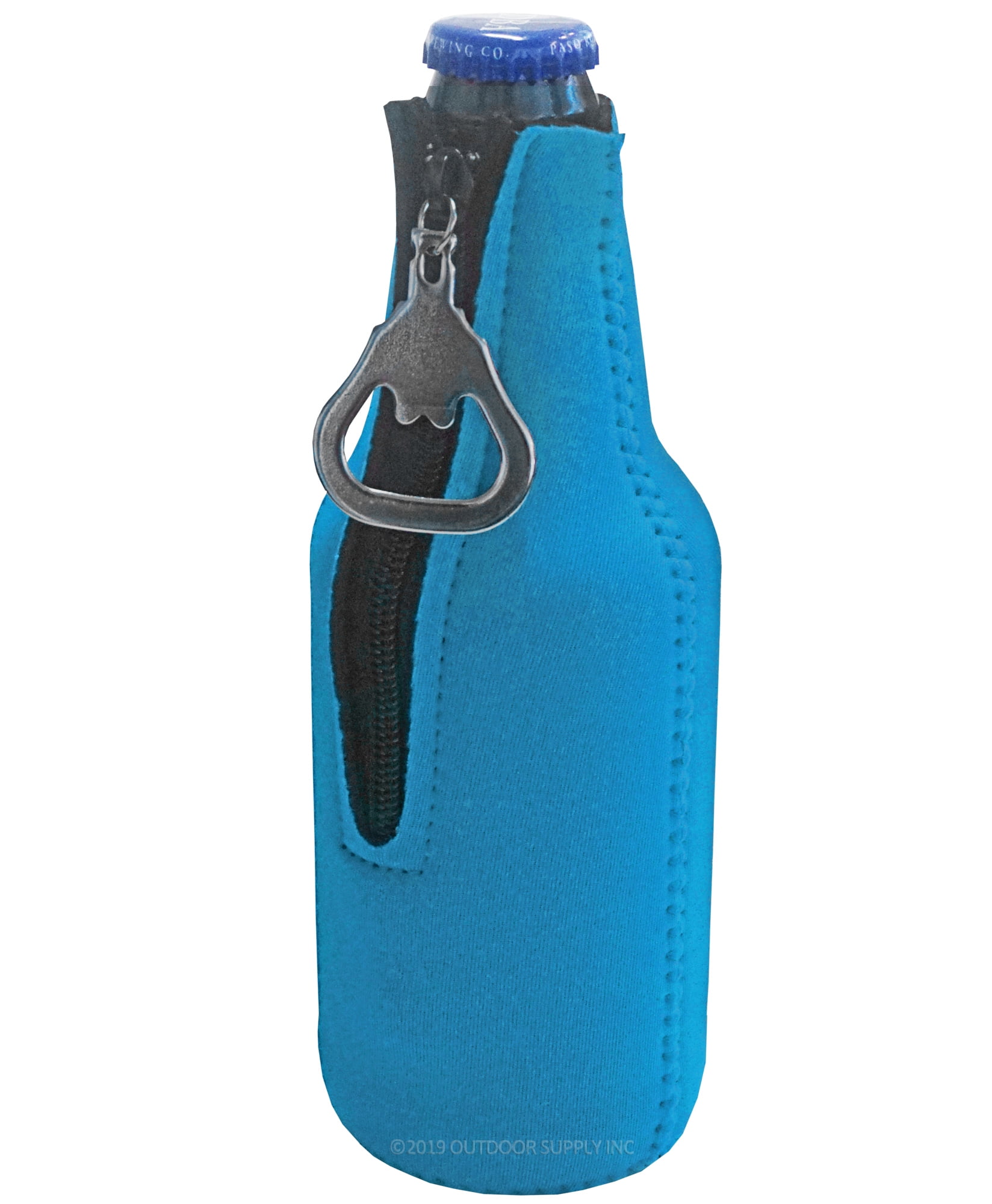 Zipper Beer Bottle Cooler Sleeve with Bottle Opener