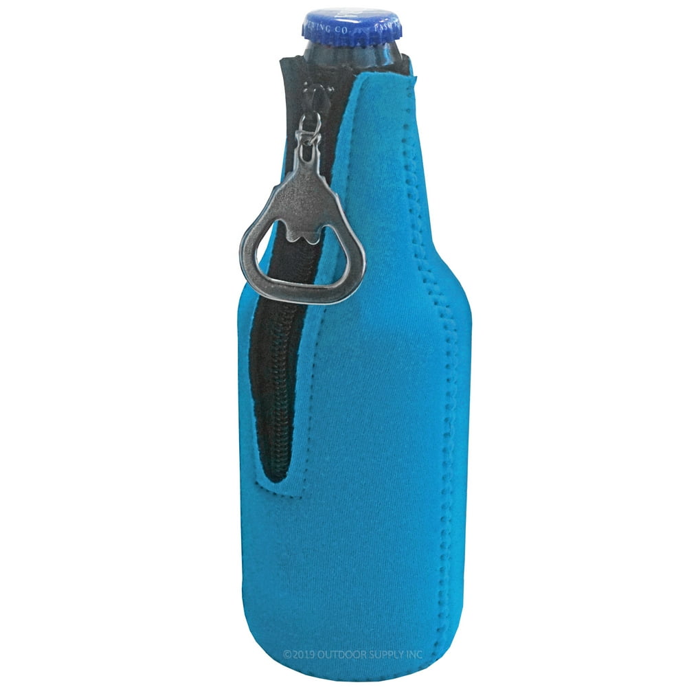 Zipper Beer Bottle Cooler Sleeve with Bottle Opener
