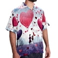 thumbnail image 2 of Valentine's Day Love Men's Short Sleeve Spread Collar Button Down Beach Print Casual Shirts, 2 of 6