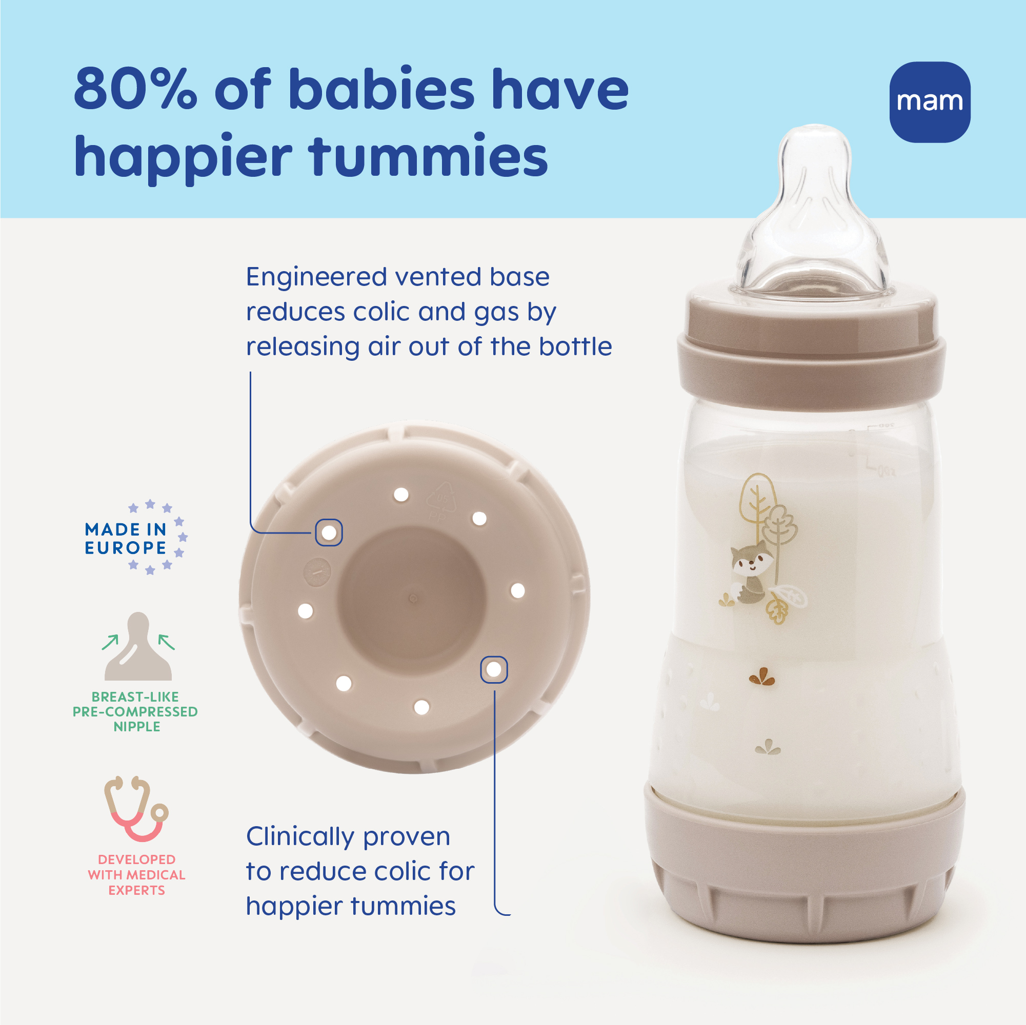 MAM Easy Start Anti-Colic Bottle 9oz, 2-Pack, Dune photo 3