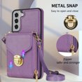 thumbnail image 3 of for Samsung Galaxy S21 Plus Case Wallet with Shoulder Strap for Women - Crossbody Lanyard,Zipper Pocket,Credit Card Holder,Shockproof - Metal Buckle Closure Premium PU Leather Case, Purple, 3 of 15