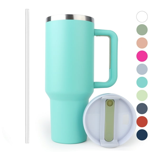 40 oz Tumbler With Handle and Straw Lid for Water,Double Wall Vacuum