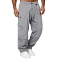 thumbnail image 2 of Yongwang Men's Athletic Cargo Joggers Drawstring Straight Leg Pants with Pocket Windproof Outdoor Sports Trousers, 2 of 8