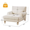 thumbnail image 3 of Condemo Modern Linen Fabric Indoor Chaise Lounge Chair for Bedroom, Living Room, Office, Beige White, 3 of 7