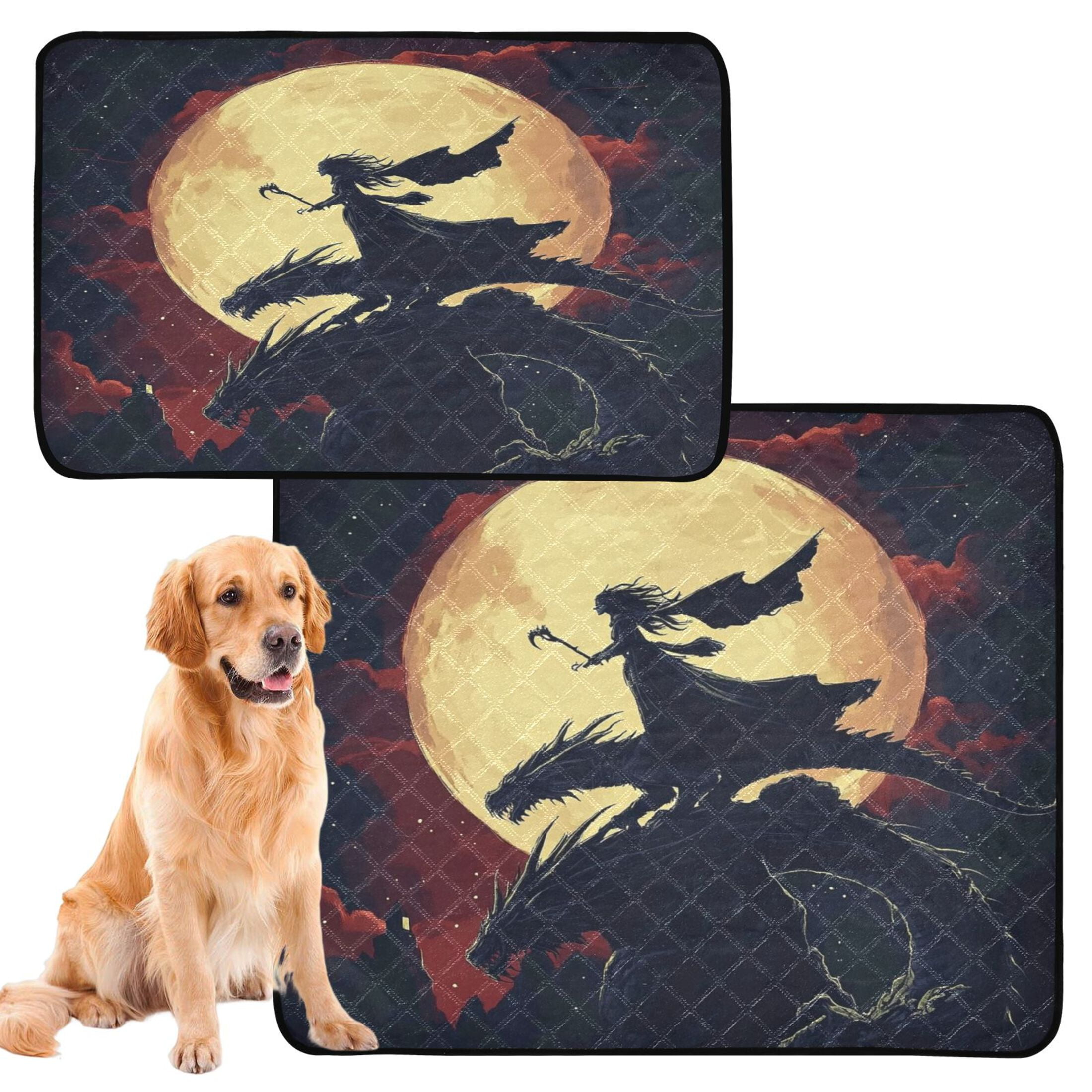 Qxltty Witch and Black Dragons Cat litter Pads Pet Set of 3 Diaper Mats Center Anti-leakage Layer Absorbent Soft and Comfortable