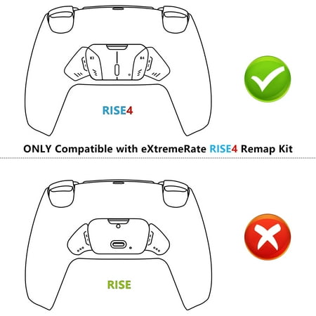 eXtremeRate Solid Black RISE4 Remap Kit Replacement Back Paddles K1K2K3K4 Housing for PS5 Controller BDM-010/020/030/040