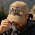 thumbnail image 2 of 9.11 Never Forget 25th Anniversary Baseball Cap,Memorial Hat | Distressed patriotic cap featuring tribute lights, city skyline and a bold remembrance message for commemorative occasions., 2 of 4