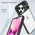 thumbnail image 6 of Crystal Clear Design for iPhone 15 Pro Case with Camera Lens Sliding Cover, Military Grade Drop Protection Non-Yellowing Slim Transparent Shockproof Phone Case for iPhone 15 Pro, Black, 6 of 6