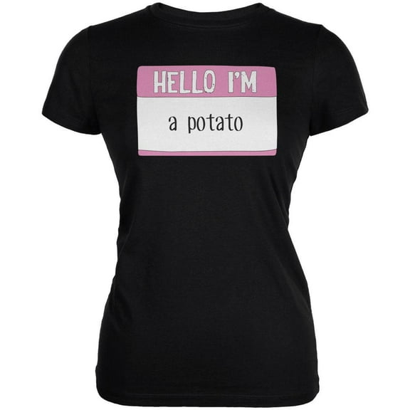 Halloween Hello I'm a Potato Juniors Soft T Shirt Black LG