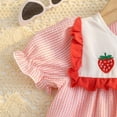 thumbnail image 4 of xfsWaSs Baby Girl Dress Cute Toddler Girls Short Sleeve Strawberry Embroidery Striped Dress Birthday Princess Party Dresses Casual Sundress 6-12 Months, 4 of 7