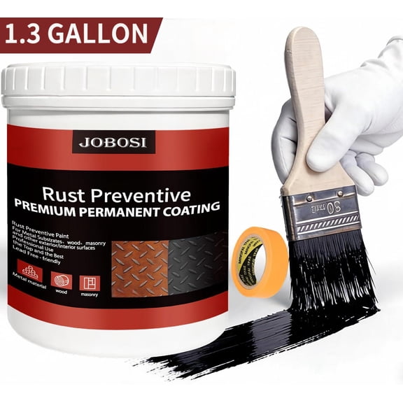 Rust-Preventive Paint,1.3 gal Black,2-in-1 Converter & Primer | Durable Matte Anti-Corrosion Coating | Water-Based, Low Odor, Fast Drying | Ideal for Metal Fences, Outdoor Furniture & Equipment