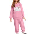 thumbnail image 2 of Placlothes Girls' Cute Cartoon Ghost 2-Piece Polyester Tracksuit Set - Hoodie & Jogger Pants, Pink, Sizes 100-160,Size 3 T, 2 of 3