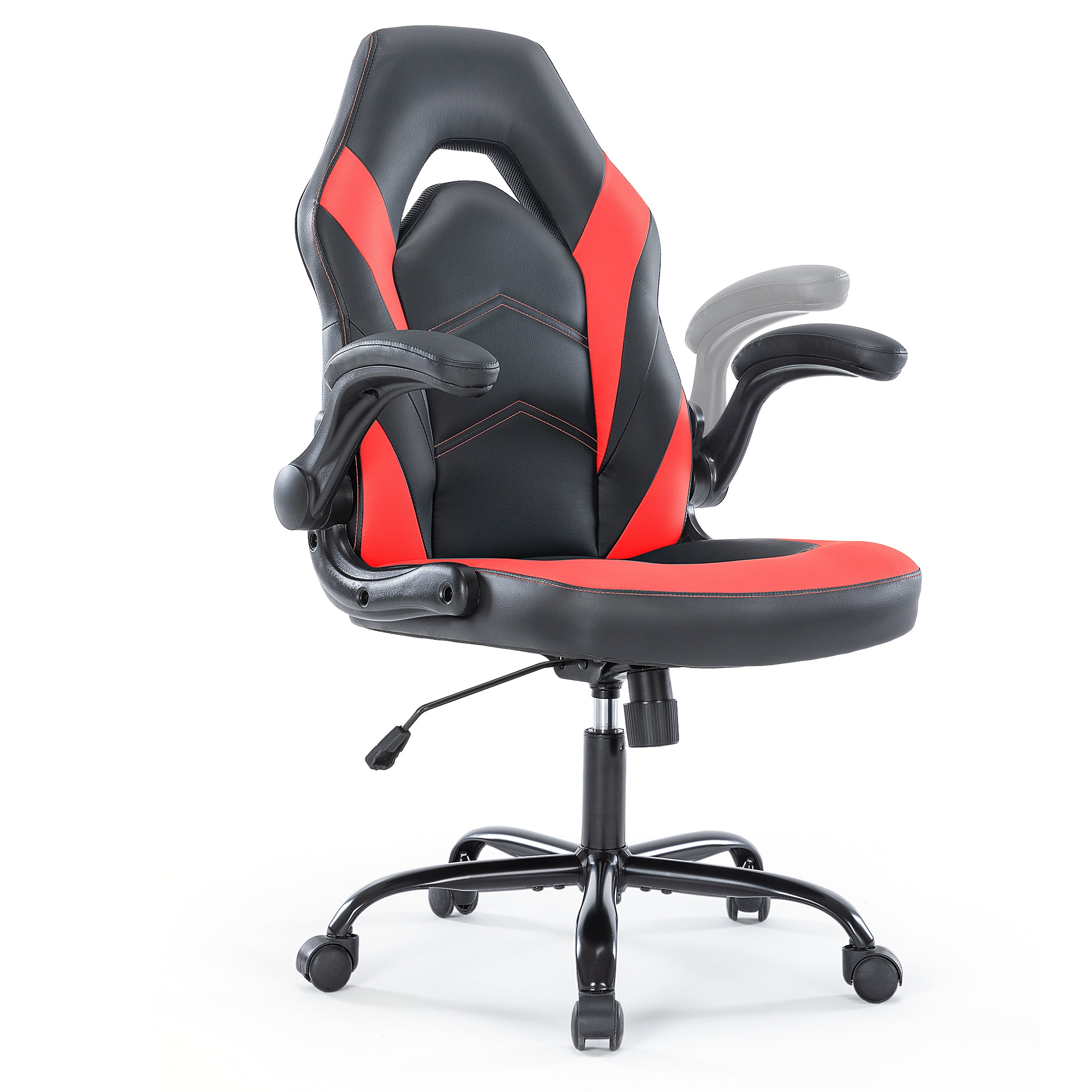 CONCETTA Gaming Chair, PU Leather, Ergonomic with Flip-up Armrests, Lumbar Support, Red